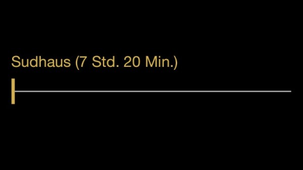 Zeitangabe Sudhaus sieben Stunden zwanzig Minuten auf schwarzem Hintergrund.